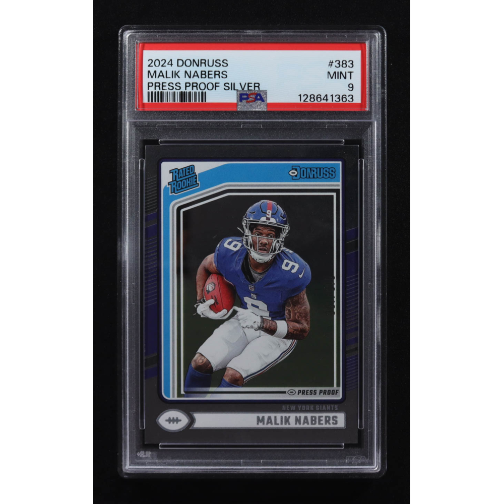 Malik Nabers 2024 Panini Donruss Press Proof Silver RR #383 RC #010/100 (PSA 9) at PristineAuction.com