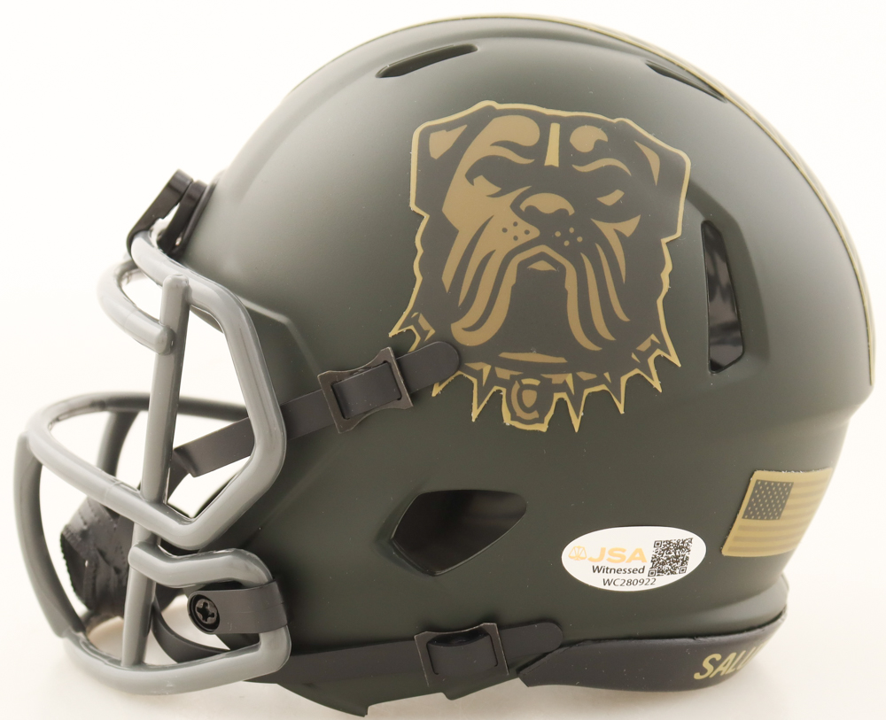 Harold Fannin Jr. Signed Browns Salute To Service Alternate Speed Mini Helmet (JSA) at PristineAuction.com Harold Fannin Jr. Signed Browns Salute To Service Alternate Speed Mini Helmet (JSA) at PristineAuction.com