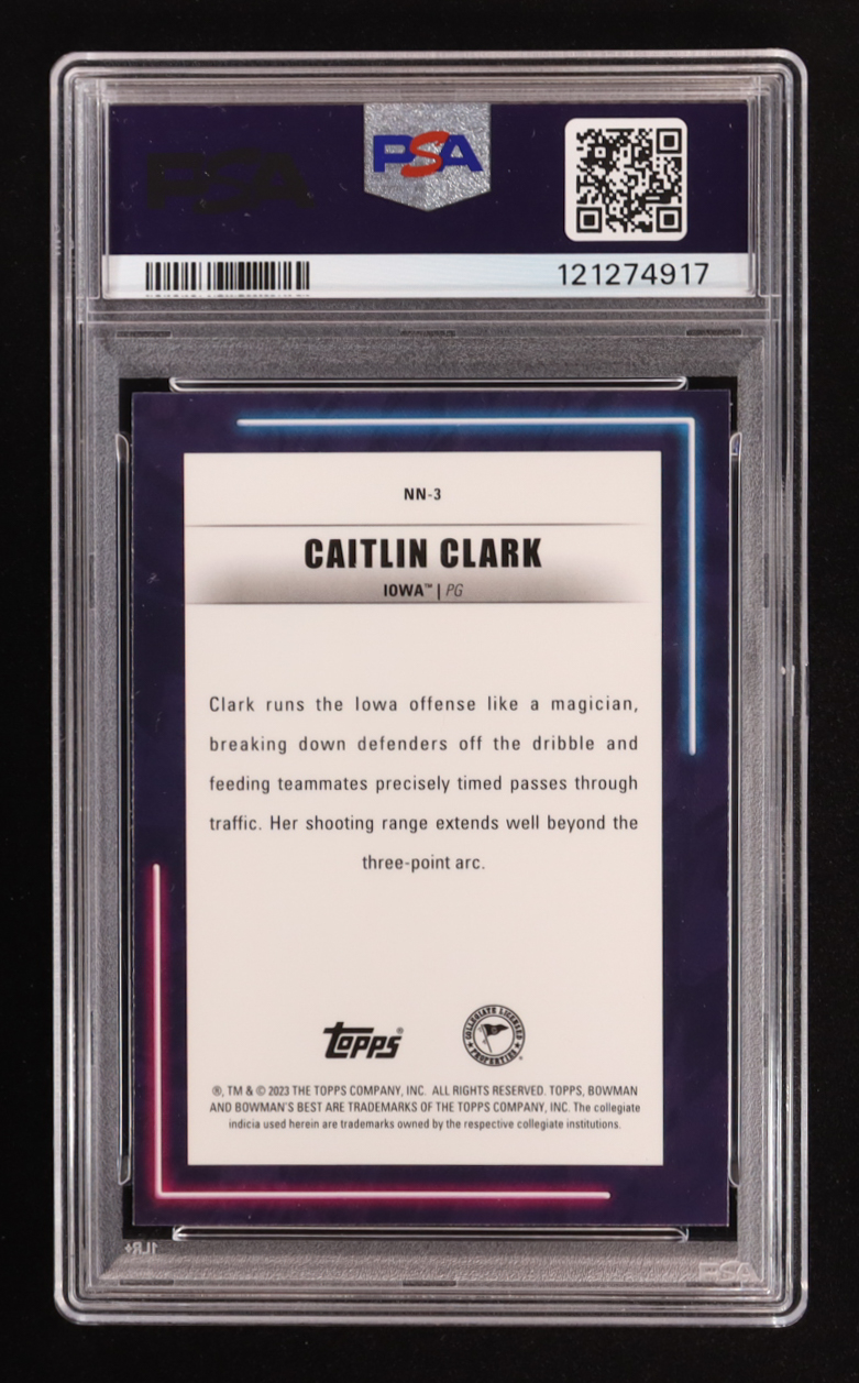 Caitlin Clark 2022-23 Bowman's Best University Neon Neophytes #NN3 RC (PSA 10) at PristineAuction.com Caitlin Clark 2022-23 Bowman's Best University Neon Neophytes #NN3 RC (PSA 10) at PristineAuction.com