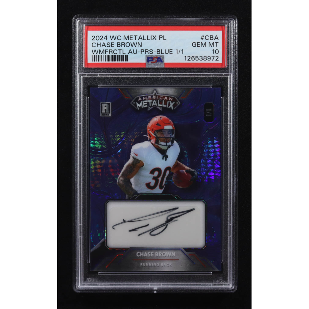 Chase Brown 2023-24 Wild Card American Metallix Blue Auto #WMMF-CBA RC #1/1 (PSA 9) at PristineAuction.com