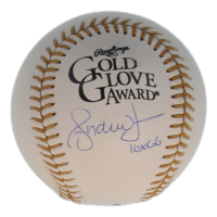 Andruw Jones Signed Gold Glove Award Baseball Inscribed "10x GG" (Wilder Tag) at PristineAuction.com