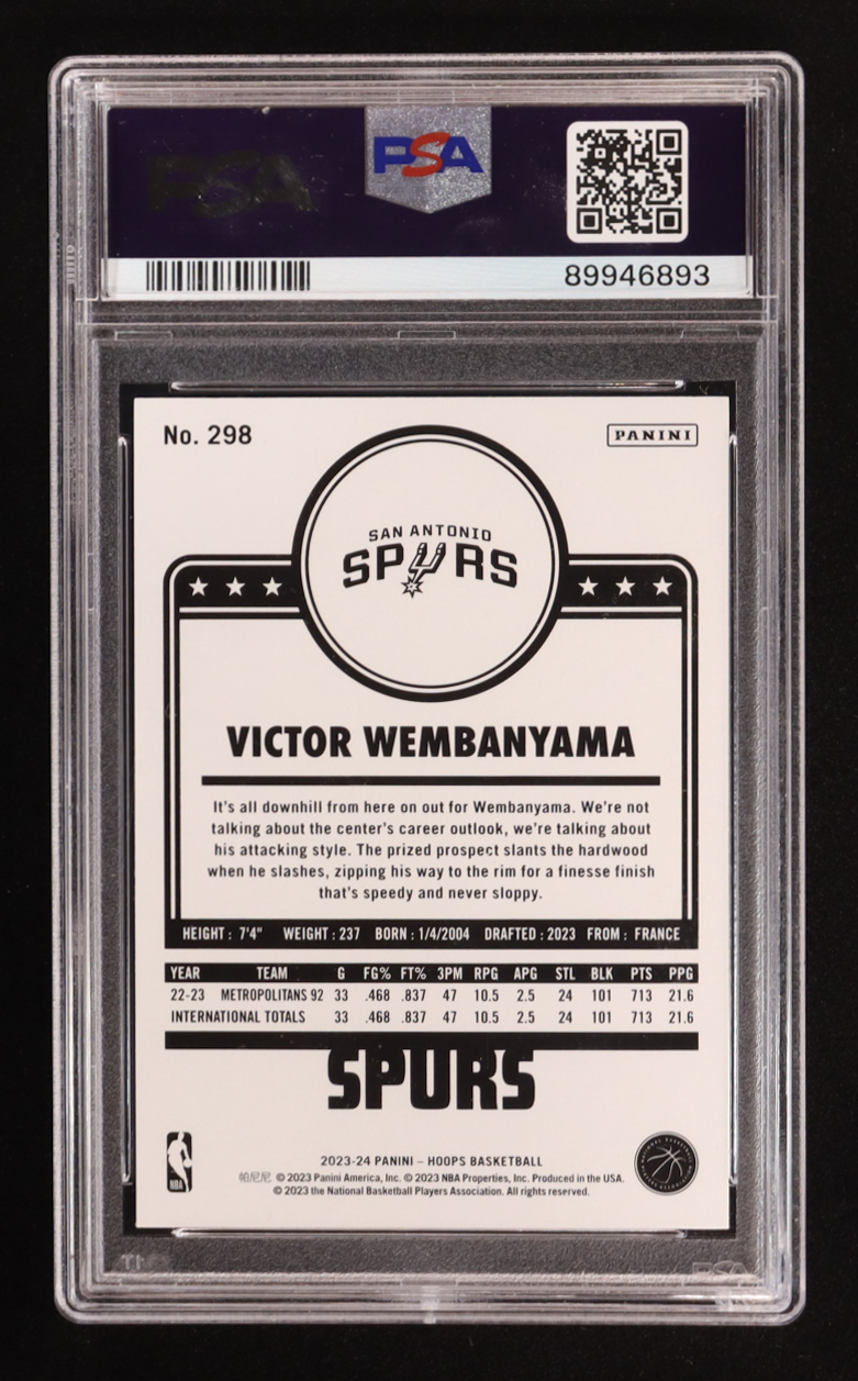 Victor Wembanyama 2023-24 Hoops Winter #298 RC (PSA 10) at PristineAuction.com Victor Wembanyama 2023-24 Hoops Winter #298 RC (PSA 10) at PristineAuction.com