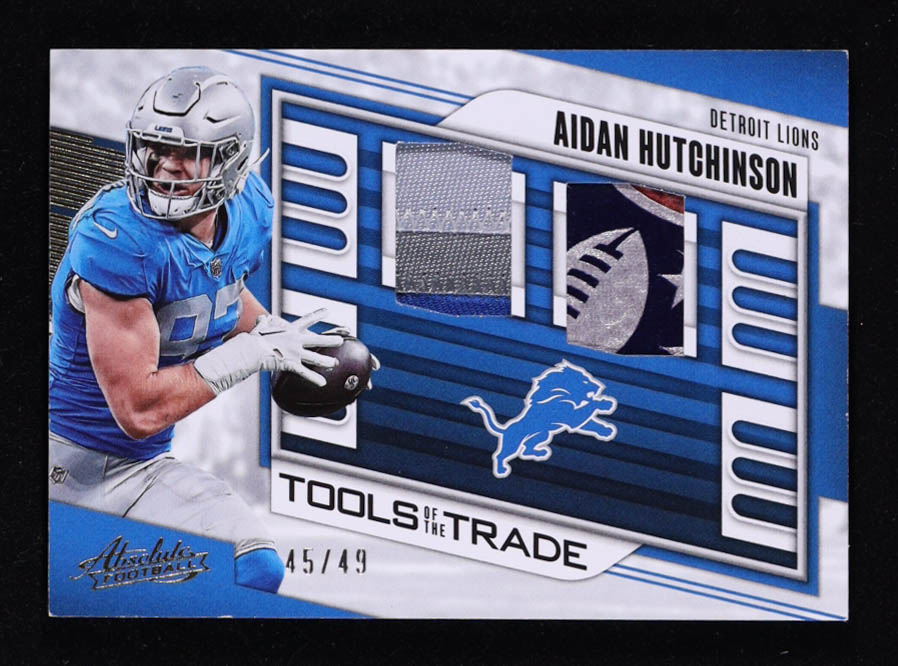 Aidan Hutchinson 2023 Absolute Tools of the Trade Double Materials Prime #2 #45/49 at PristineAuction.com Aidan Hutchinson 2023 Absolute Tools of the Trade Double Materials Prime #2 #45/49 at PristineAuction.com