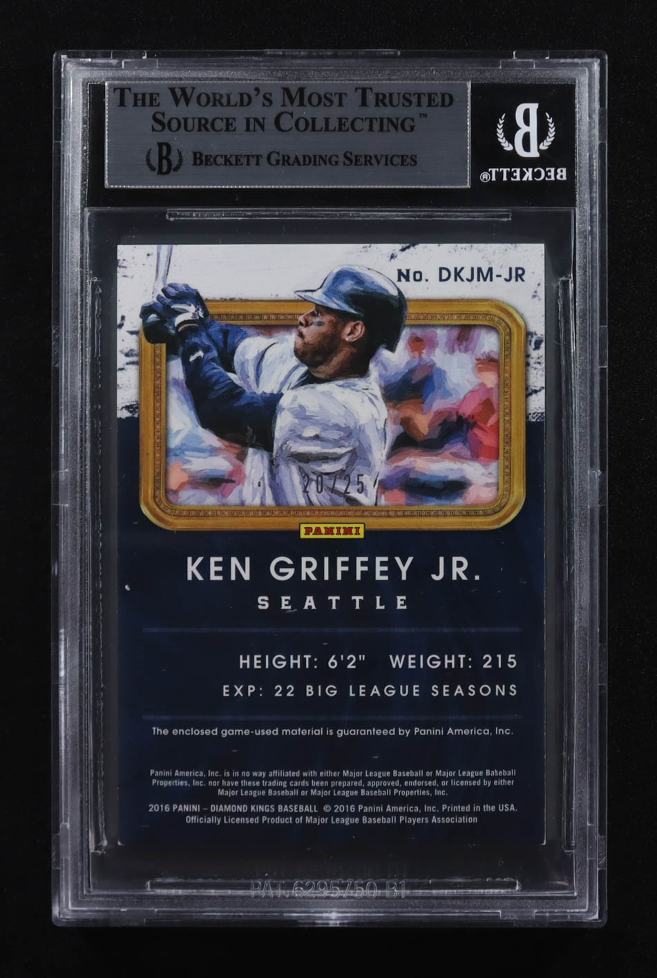 Ken Griffey Jr. 2016 Panini Diamond Kings Jumbo Materials Framed Blue #DKJM-JR #20/25 (BGS 8.5) at PristineAuction.com Ken Griffey Jr. 2016 Panini Diamond Kings Jumbo Materials Framed Blue #DKJM-JR #20/25 (BGS 8.5) at PristineAuction.com