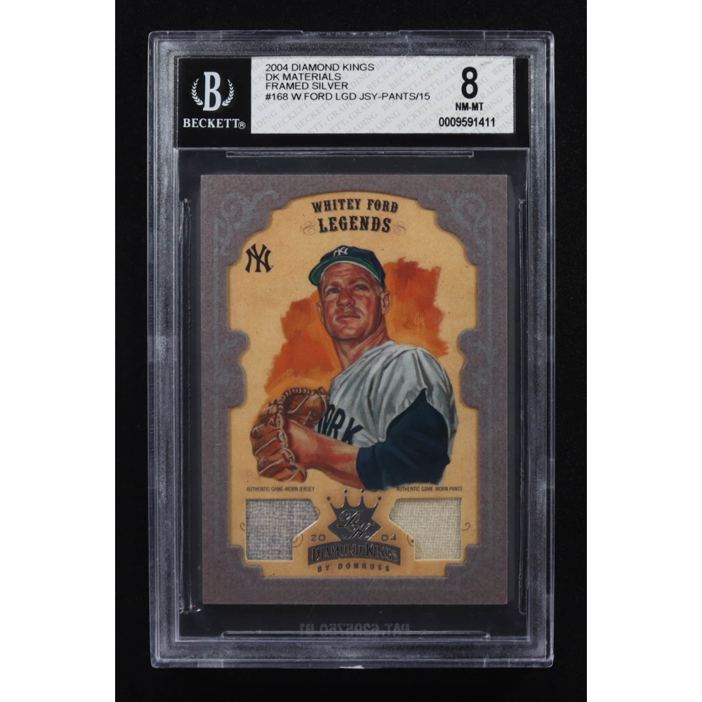 Whitey Ford 2004 Donruss Legends Diamond Kings Materials Framed Silver Game-Worn Jersey/Pants #168 #05/15 (BGS 8) at PristineAuction.com