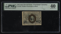 Second Issue 10 Cents Fractional Currency Note without Surcharges on Back (PMG Extremely Fine 40) at PristineAuction.com