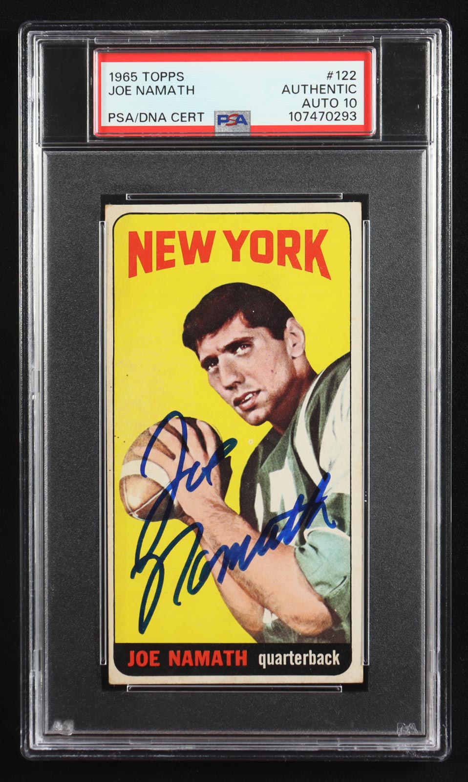 Joe Namath Signed 1965 Topps #122 RC (PSA | Auto Grade 10) at PristineAuction.com Joe Namath Signed 1965 Topps #122 RC (PSA | Auto Grade 10) at PristineAuction.com