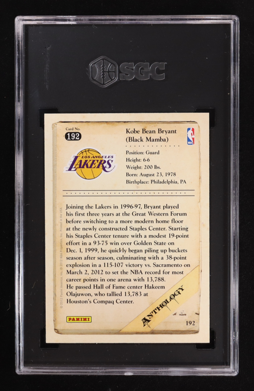 Kobe Bryant 2012-13 Panini Kobe Anthology #192 (SGC 10) at PristineAuction.com Kobe Bryant 2012-13 Panini Kobe Anthology #192 (SGC 10) at PristineAuction.com