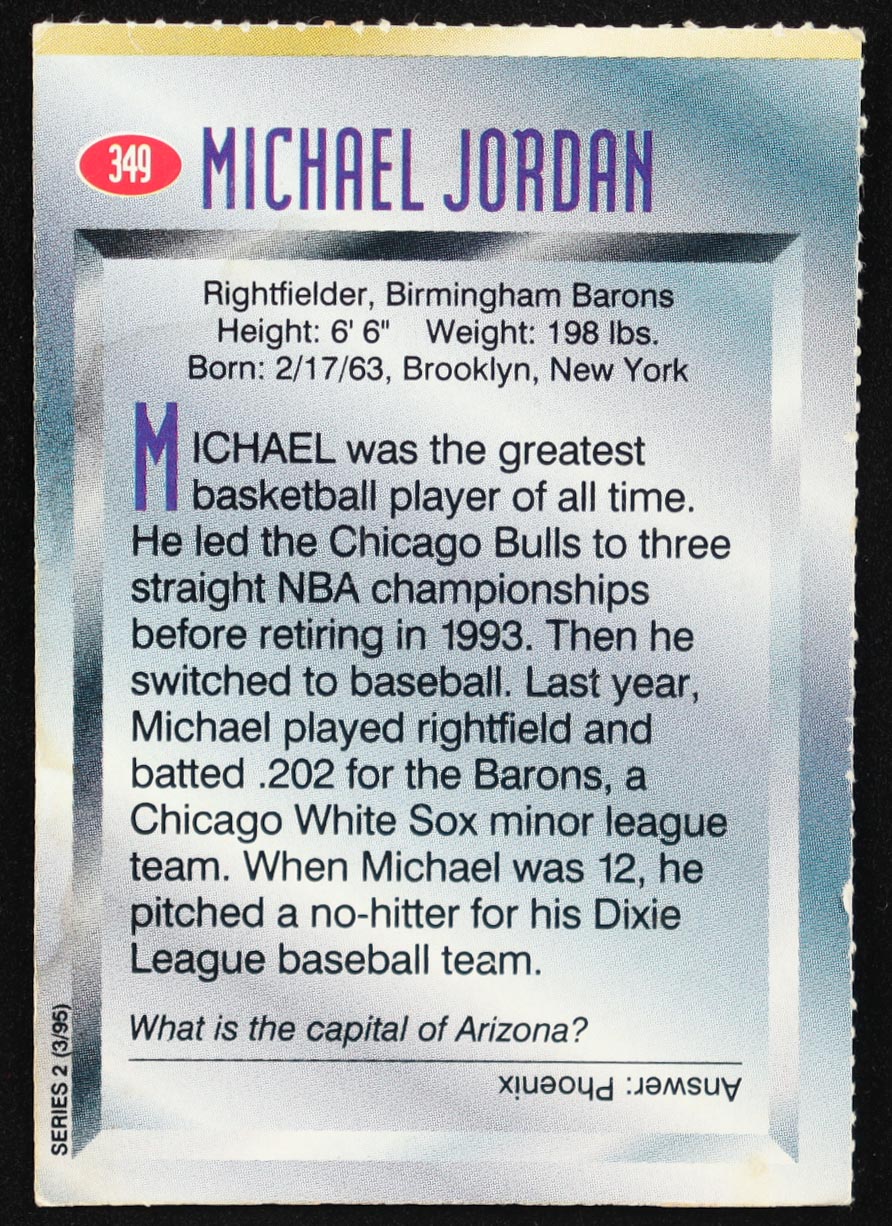 Michael Jordan 1995 Sports Illustrated for Kids II #349 at PristineAuction.com Michael Jordan 1995 Sports Illustrated for Kids II #349 at PristineAuction.com