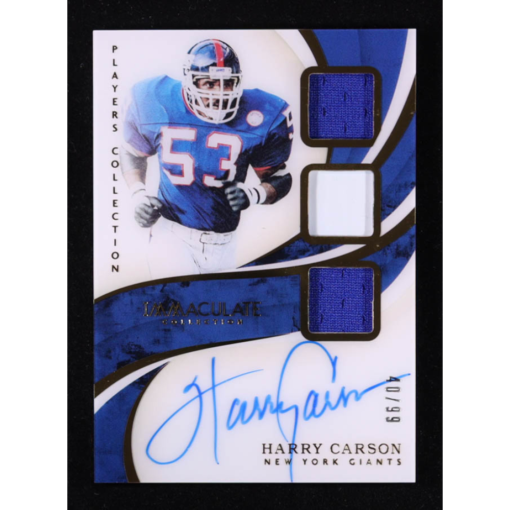 Harry Carson 2019 Immaculate Collection Immaculate Players Collection Jersey Autographs #16 #40/99 at PristineAuction.com