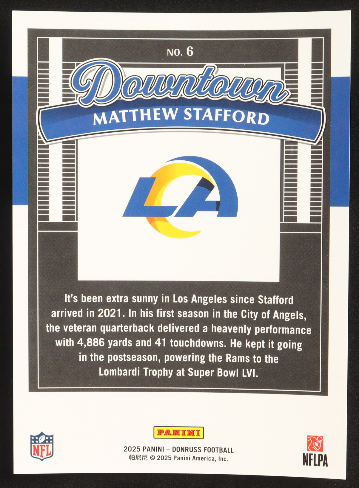 Matthew Stafford 2025 Donruss Downtown Oversize #6 at PristineAuction.com Matthew Stafford 2025 Donruss Downtown Oversize #6 at PristineAuction.com