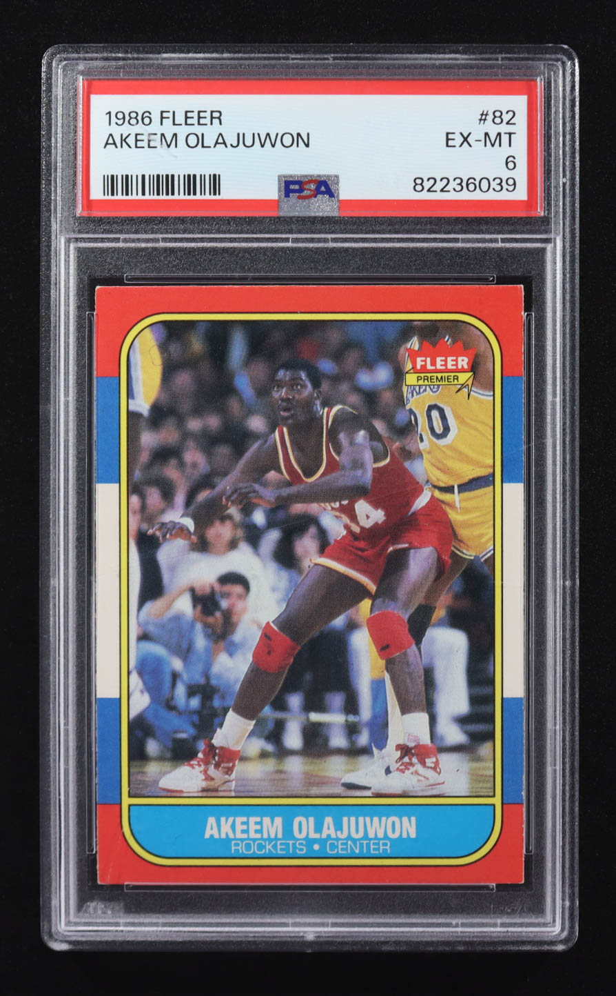 Hakeem Olajuwon 1986-87 Fleer #82 RC (PSA 6) at PristineAuction.com Hakeem Olajuwon 1986-87 Fleer #82 RC (PSA 6) at PristineAuction.com