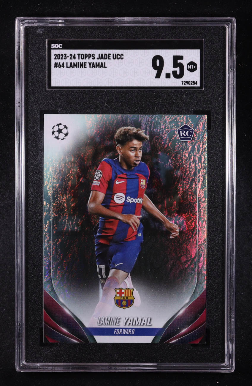 Lamine Yamal 2023-24 Topps Jade Edition UEFA Club Competitions #64 RC (SGC 9.5) at PristineAuction.com Lamine Yamal 2023-24 Topps Jade Edition UEFA Club Competitions #64 RC (SGC 9.5) at PristineAuction.com