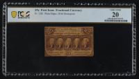 First Issue 25 Cents Fractional Currency Note Plain Edges / with Monogram (PCGS Banknote Very Fine 20) at PristineAuction.com