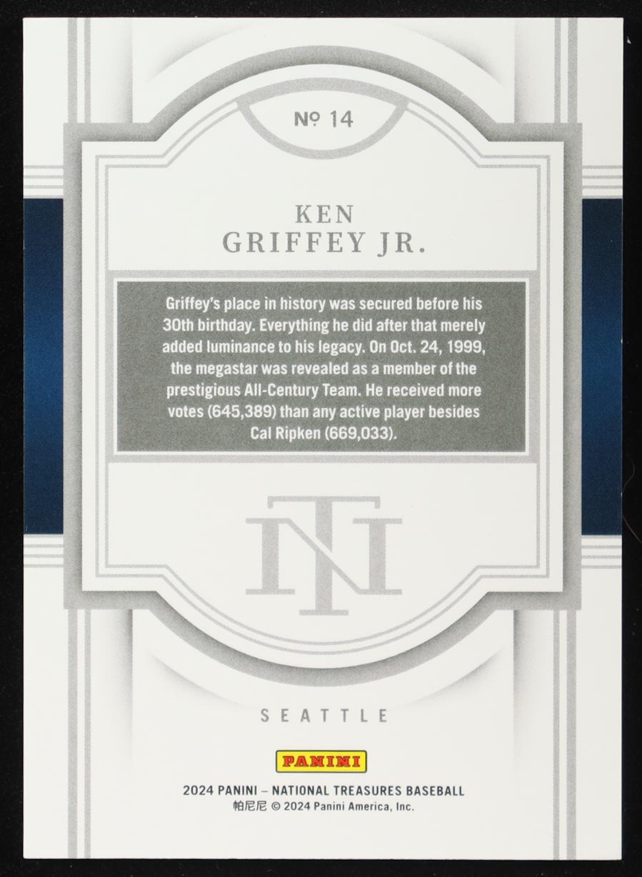 Ken Griffey Jr. 2024 Panini National Treasures Red #14 #75/75 at PristineAuction.com Ken Griffey Jr. 2024 Panini National Treasures Red #14 #75/75 at PristineAuction.com