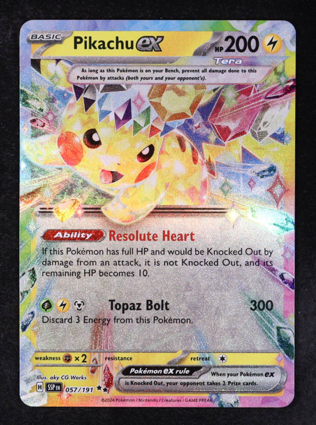 Pikachu Ex 2024 Pokemon TCG Scarlet & Violet Surging Sparks #057 at PristineAuction.com Pikachu Ex 2024 Pokemon TCG Scarlet & Violet Surging Sparks #057 at PristineAuction.com