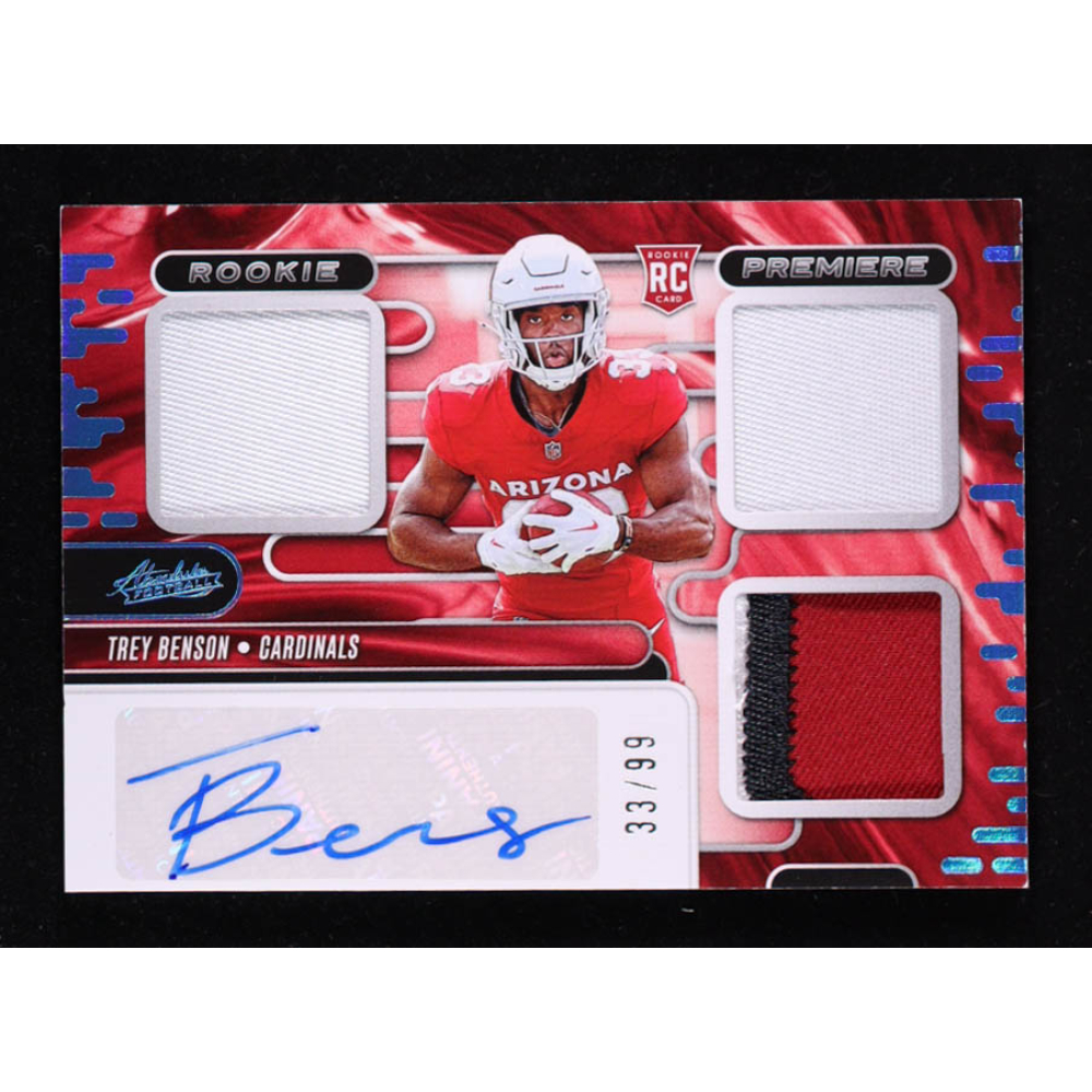 Trey Benson 2024 Absolute Rookie Premiere Materials Autographs Spectrum #16 #33/99 RC at PristineAuction.com