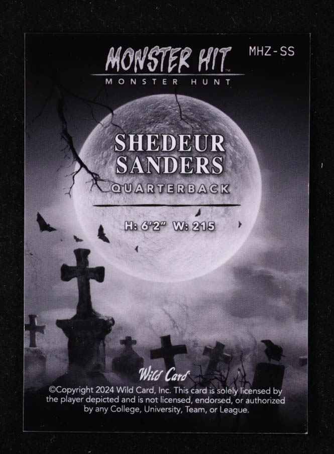 Shedeur Sanders 2024 Wild Card Haunted Hits Monster Hunt Promo Monster Hits Zombie Teal #MHZSS #1/1 at PristineAuction.com Shedeur Sanders 2024 Wild Card Haunted Hits Monster Hunt Promo Monster Hits Zombie Teal #MHZSS #1/1 at PristineAuction.com