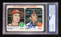 Nolan Ryan Signed 1973 Topps #67 Strikeout Leaders / Steve Carlton / Nolan Ryan (PSA | Auto 10) at PristineAuction.com