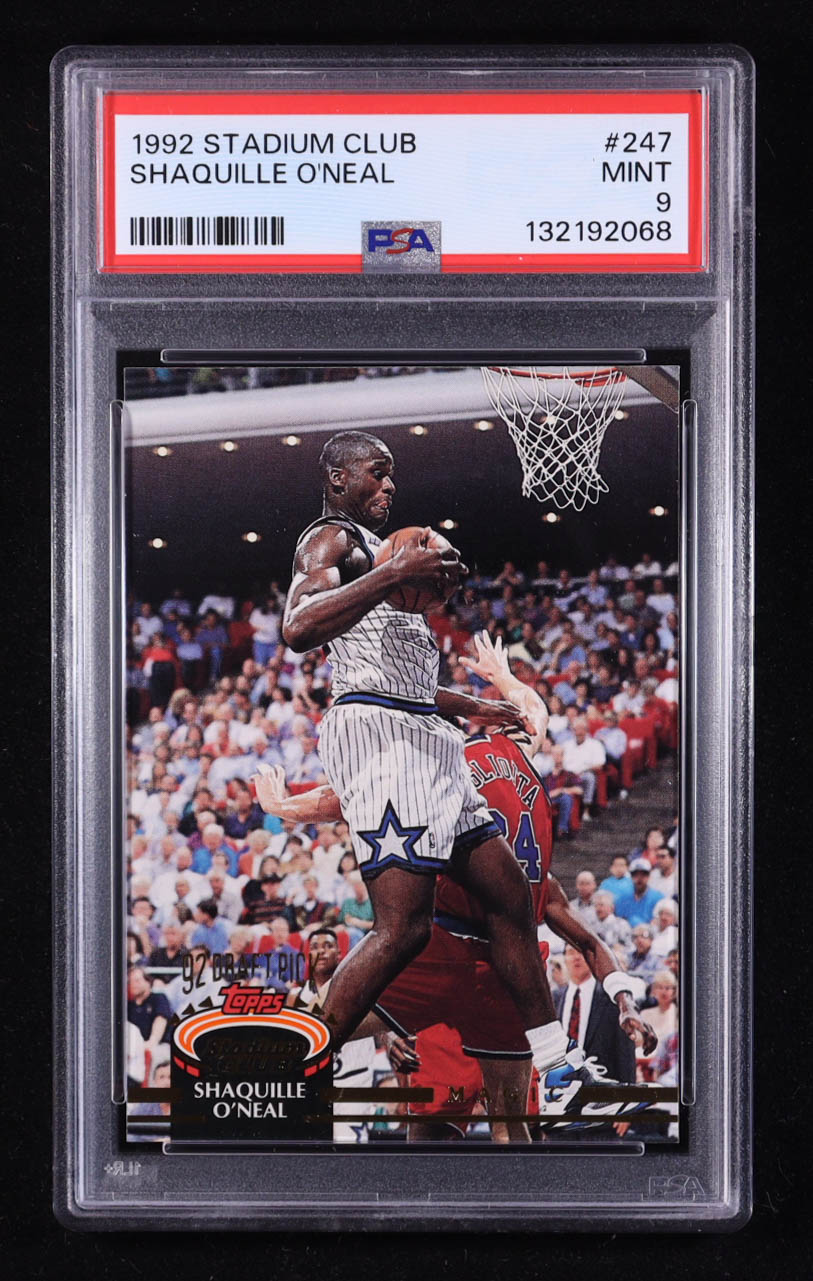 Shaquille O'Neal 1992-93 Stadium Club #247 RC (PSA 9) at PristineAuction.com Shaquille O'Neal 1992-93 Stadium Club #247 RC (PSA 9) at PristineAuction.com