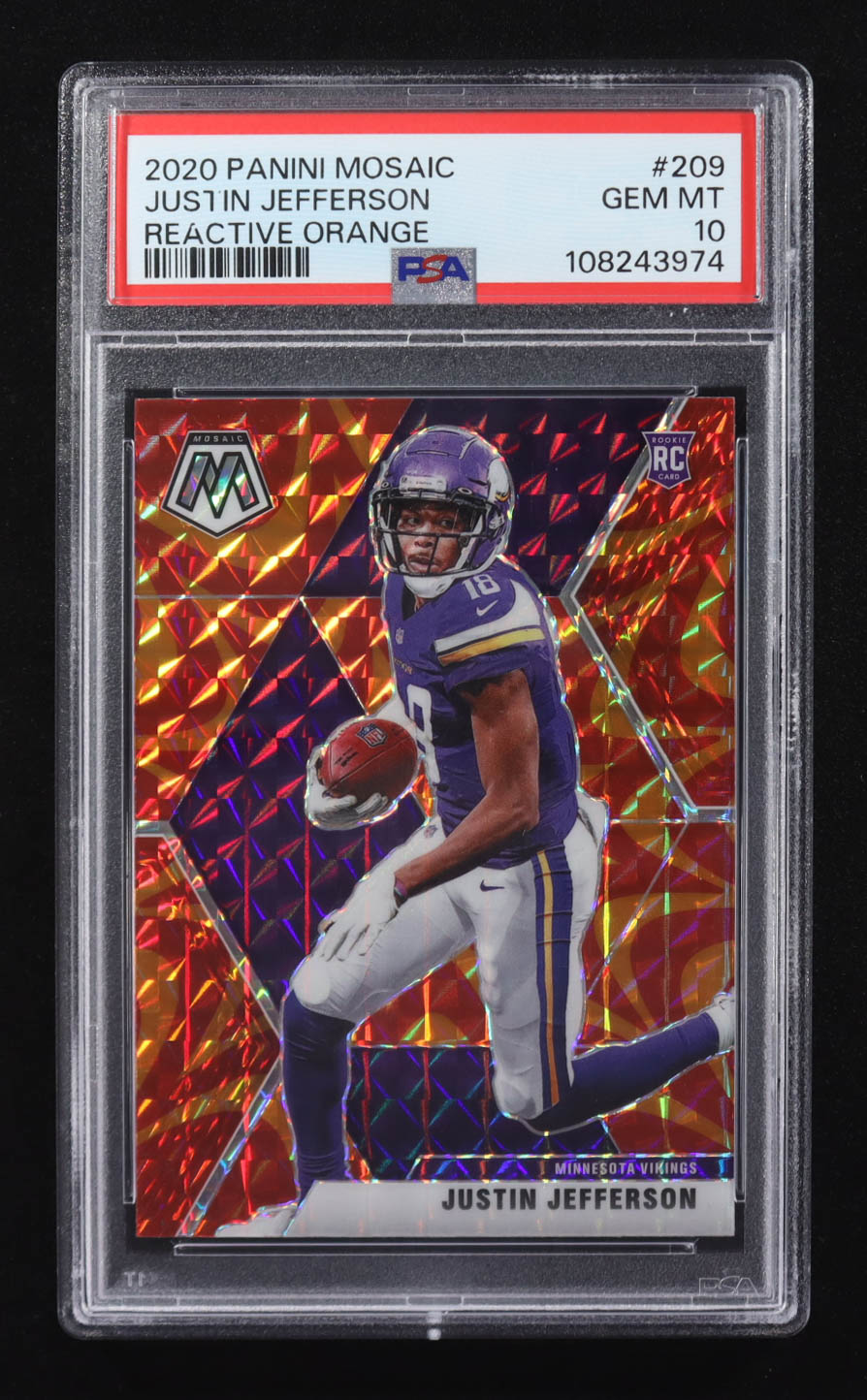 Justin Jefferson 2020 Panini Mosaic Mosaic Reactive Orange #209 RC (PSA 10) at PristineAuction.com Justin Jefferson 2020 Panini Mosaic Mosaic Reactive Orange #209 RC (PSA 10) at PristineAuction.com