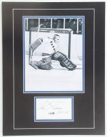 Ed Giacomin Signed Rangers Custom Matted Cut Display with Photo Inscribed "HOF 87" (JSA) at PristineAuction.com