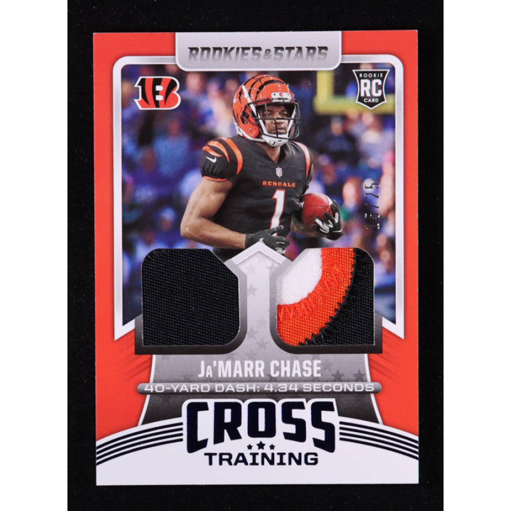 Ja'Marr Chase 2021 Rookies and Stars Cross Training Jerseys Prime #5 #15/25 RC at PristineAuction.com