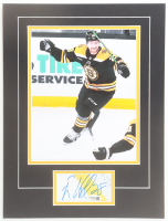 Elias Lindholm Signed Bruins Custom Matted Cut Display with Photo (JSA) at PristineAuction.com
