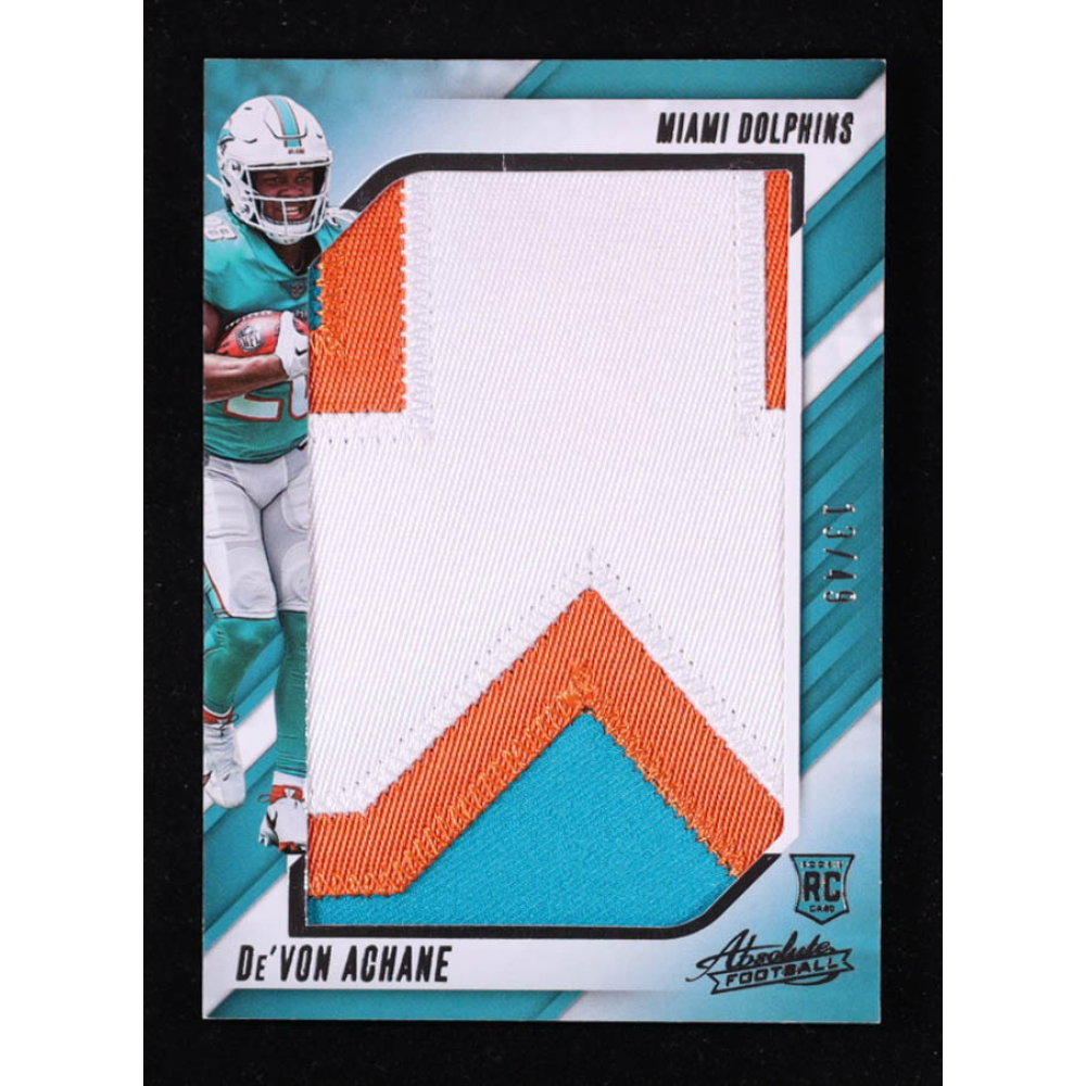 De'Von Achane 2023 Absolute Jumbo Jersey Number #10 #13/49 RC at PristineAuction.com