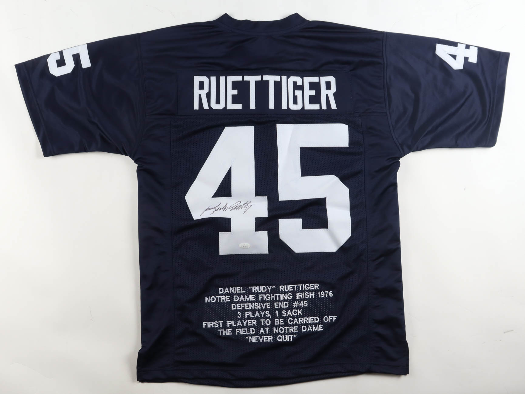 Rudy Ruettiger Signed Career Highlight Stat Jersey (JSA) at PristineAuction.com Rudy Ruettiger Signed Career Highlight Stat Jersey (JSA) at PristineAuction.com