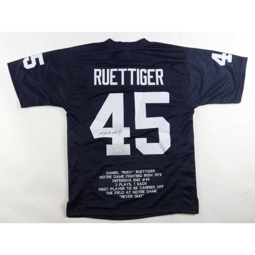 Rudy Ruettiger Signed Career Highlight Stat Jersey (JSA) at PristineAuction.com