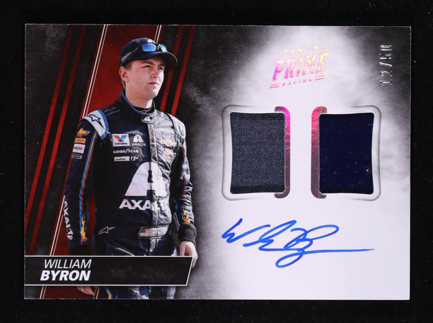 William Byron 2018 Panini Prime Dual Material Autographs #8 #12/50 at PristineAuction.com William Byron 2018 Panini Prime Dual Material Autographs #8 #12/50 at PristineAuction.com