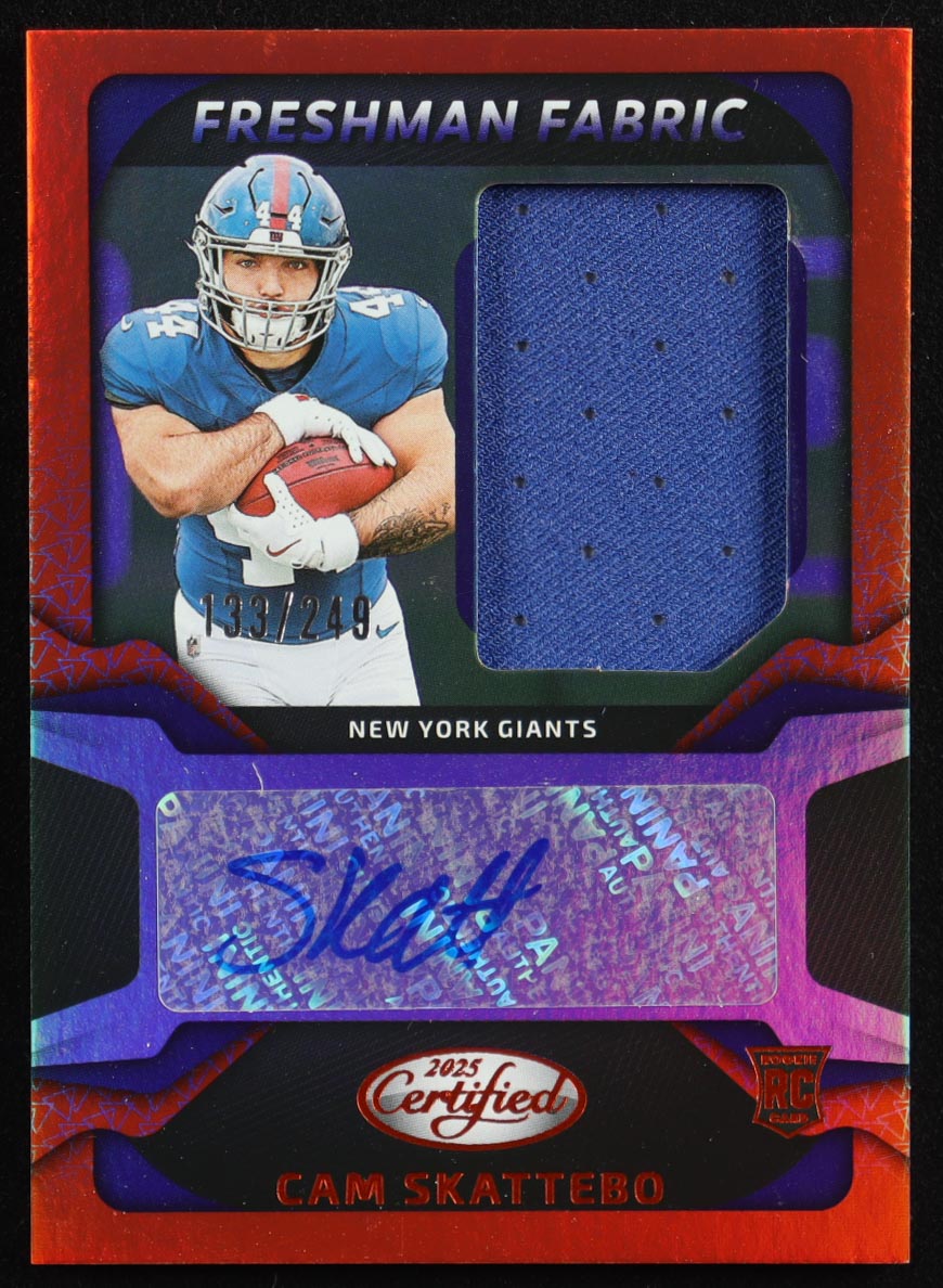 Cam Skattebo 2025 Certified Freshman Fabric Mirror Signatures Orange #8 #133/249 RC at PristineAuction.com Cam Skattebo 2025 Certified Freshman Fabric Mirror Signatures Orange #8 #133/249 RC at PristineAuction.com