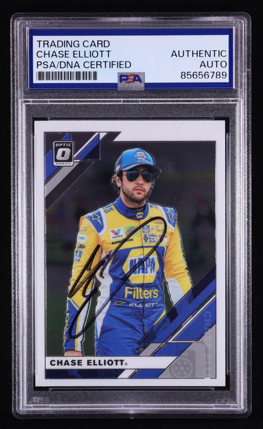 Chase Elliot Signed 2020 Panini Donruss Optic Racing #23 (PSA) at PristineAuction.com Chase Elliot Signed 2020 Panini Donruss Optic Racing #23 (PSA) at PristineAuction.com