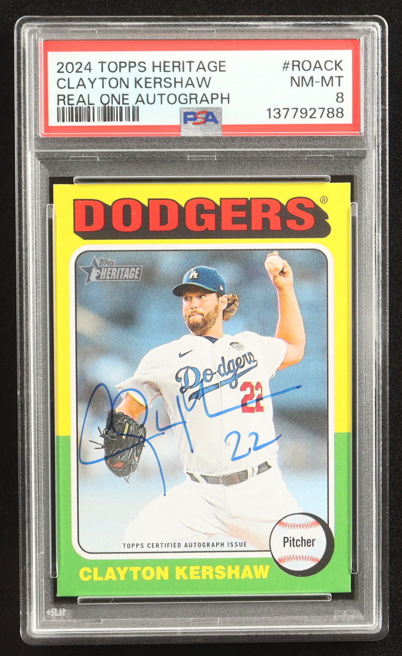 Clayton Kershaw 2024 Topps Heritage Real One Autographs #ROACK HN (PSA 8) at PristineAuction.com Clayton Kershaw 2024 Topps Heritage Real One Autographs #ROACK HN (PSA 8) at PristineAuction.com