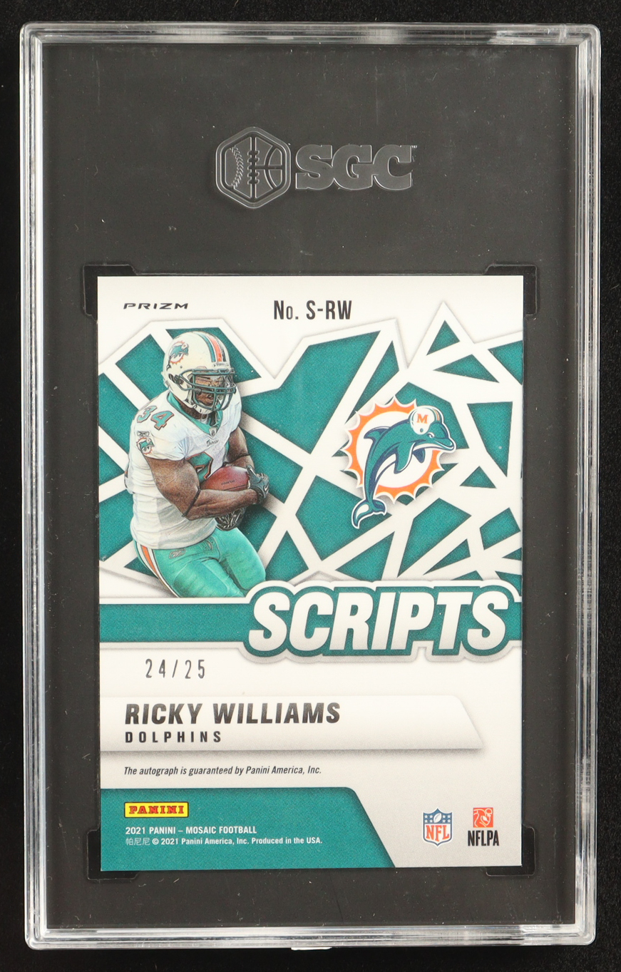 Ricky Williams 2021 Panini Mosaic Scripts Gold #44 #24/25 (SGC 9.5 | Autograph Graded SGC 10) at PristineAuction.com Ricky Williams 2021 Panini Mosaic Scripts Gold #44 #24/25 (SGC 9.5 | Autograph Graded SGC 10) at PristineAuction.com