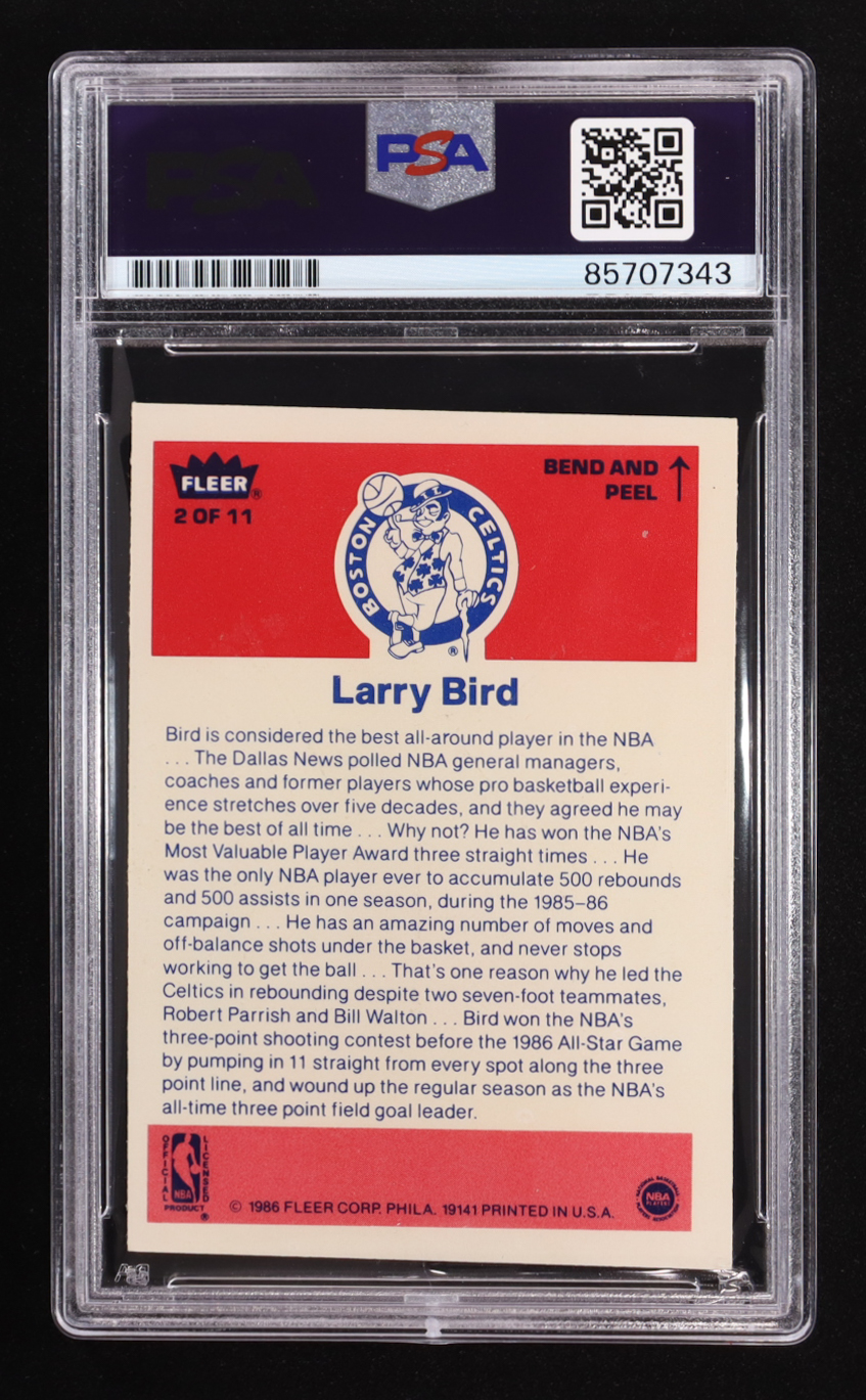 Larry Bird Signed 1986-87 Fleer Stickers #2 (PSA | Autograph Grade 10) at PristineAuction.com Larry Bird Signed 1986-87 Fleer Stickers #2 (PSA | Autograph Grade 10) at PristineAuction.com