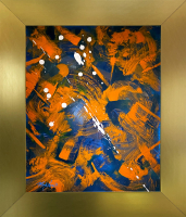 Mark Lewis Original Custom Framed Abstract Painting On Glass (Lewis) at PristineAuction.com