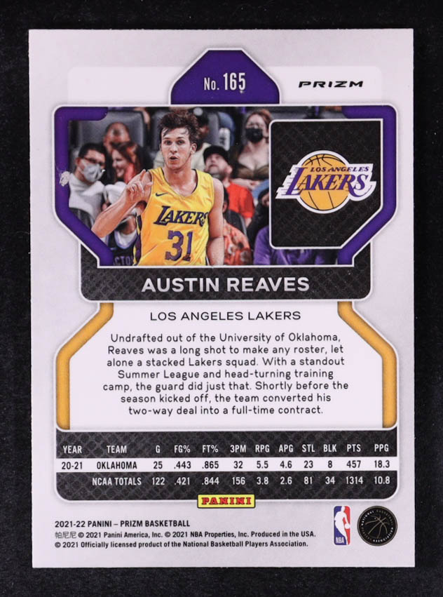 Austin Reaves 2021-22 Panini Prizm Prizms Orange Ice #165 RC at PristineAuction.com Austin Reaves 2021-22 Panini Prizm Prizms Orange Ice #165 RC at PristineAuction.com