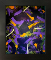 Mark Lewis Original Custom Framed Abstract Painting On Glass (Lewis) at PristineAuction.com