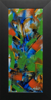 Mark Lewis Original Custom Framed Abstract Painting On Glass (Lewis) at PristineAuction.com