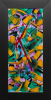 Mark Lewis Original Custom Framed Abstract Painting On Glass (Lewis) at PristineAuction.com