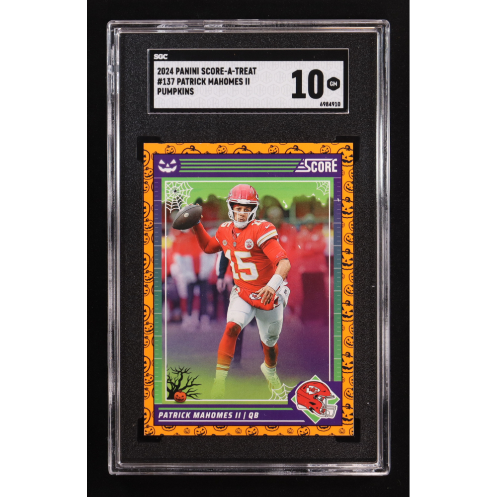 Patrick Mahomes II 2024 Score Halloween Pumpkin #137 (SGC 10) at PristineAuction.com