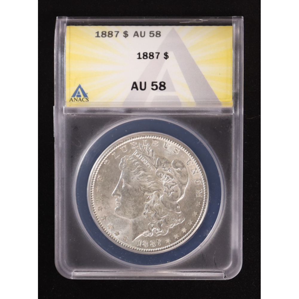 1887 Morgan Silver $1 Dollar (ANACS AU58) at PristineAuction.com