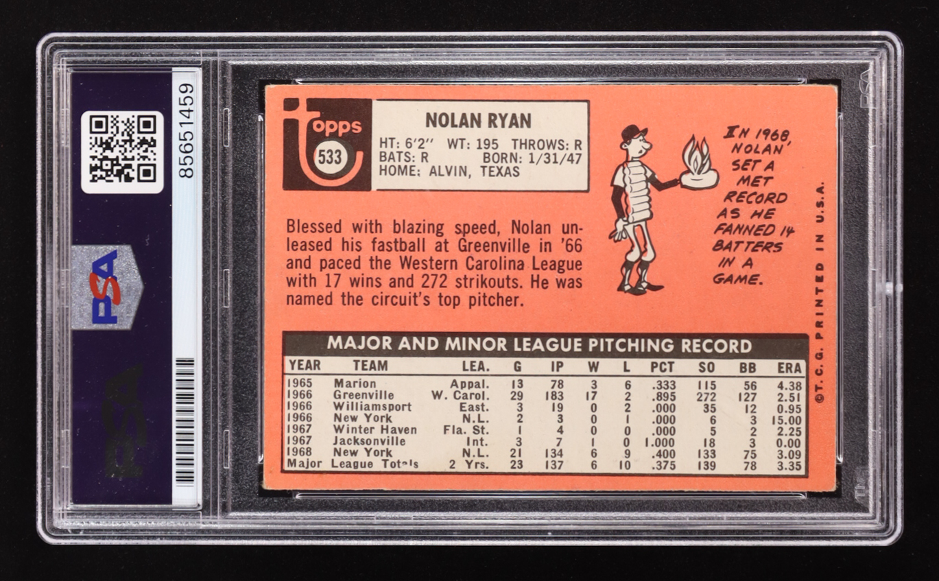 Nolan Ryan Signed 1969 Topps Inscribed "The Ryan Express" #533 (PSA | Autograph Graded PSA 10) at PristineAuction.com Nolan Ryan Signed 1969 Topps Inscribed "The Ryan Express" #533 (PSA | Autograph Graded PSA 10) at PristineAuction.com