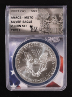 2021-(W) American Silver Eagle, Type 1- Key Date 2-Coin Set (ANACS MS70) at PristineAuction.com
