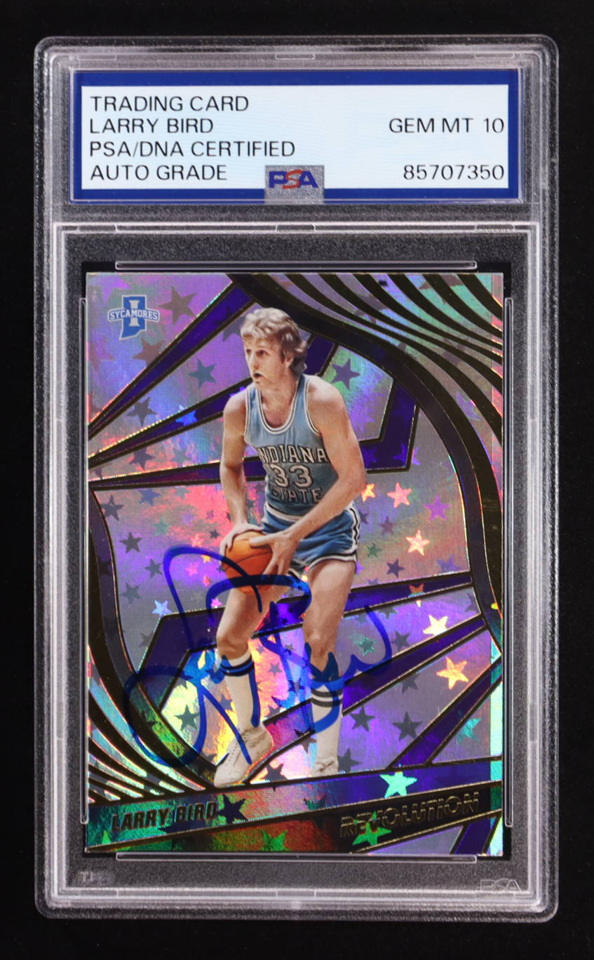 Larry Bird Signed 2022 Panini Revolution Draft Picks Astro #99 (PSA | Autograph Graded PSA 10) at PristineAuction.com Larry Bird Signed 2022 Panini Revolution Draft Picks Astro #99 (PSA | Autograph Graded PSA 10) at PristineAuction.com
