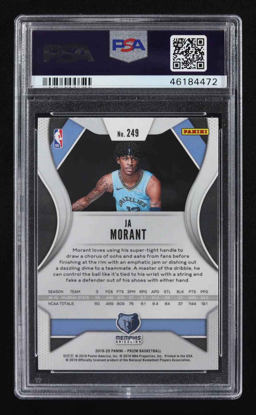 Ja Morant 2019-20 Panini Prizm #249 RC (PSA 10) at PristineAuction.com Ja Morant 2019-20 Panini Prizm #249 RC (PSA 10) at PristineAuction.com