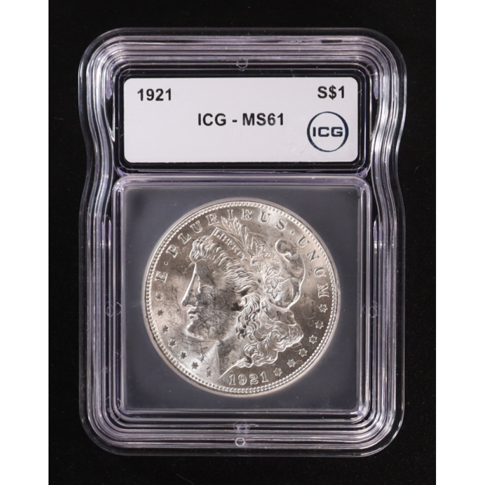 1921 Morgan Silver $1 Dollar (ICG MS61) at PristineAuction.com