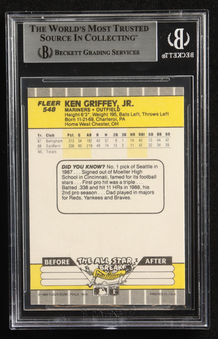 Ken Griffey Jr. 1989 Fleer #548 UER/Born in Donora, PA RC (BGS 8.5) at PristineAuction.com Ken Griffey Jr. 1989 Fleer #548 UER/Born in Donora, PA RC (BGS 8.5) at PristineAuction.com
